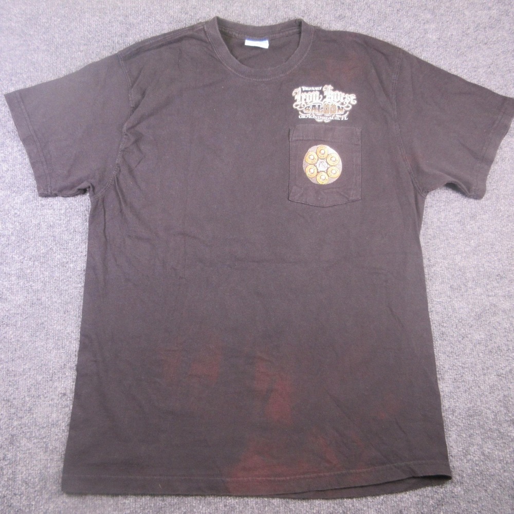 Jensen Shirt Mens XL Black Iron Horse Saloon Bike Week 2012 Pocket Graphic Tee